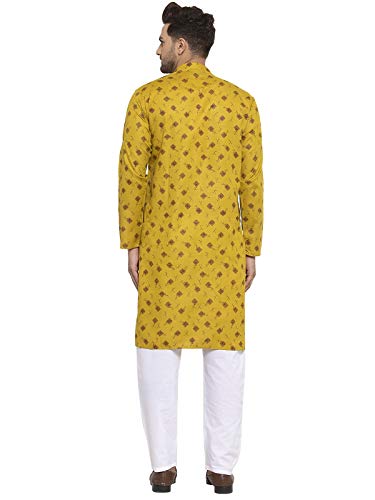 Image of KRAFT INDIA Men's Cotton Printed Stylish Ethnic Wear Kurta Pyjama