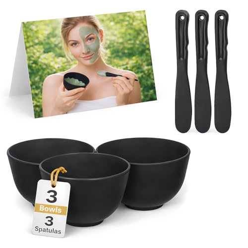 NOLITOY Face Mask Mixing Bowl Set: 3 Pack DIY Facial Tool Kit with Silicone Applicator Brush & Soft Spatula, Clay Bowl for Skincare, Home Spa, Salon, Travel Women