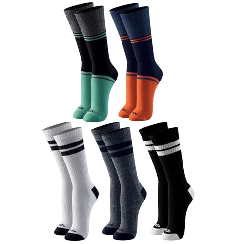 MASH Kit 5 Meia Esportiva Cano Alto Atoalhada em Algodão Masculina Respirável, 1 Azul Marinho - 1 Branco - 1 Cinza Mescla Escuro - 2 Preto, 39-44