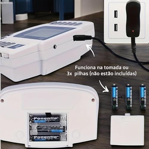 Aparelho Eletroestimulador Digital Tela LCD Portátil TENS com 8 Modos, Display LCD, controle de inte