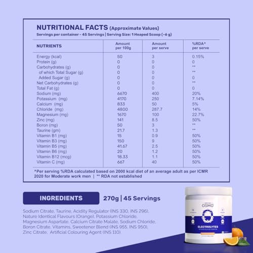 Image of Wellcore OSMO - Electrolyte Hydration Blend | Valencia Orange Flavour (540g, 90 servings) | Electrolytes Powder