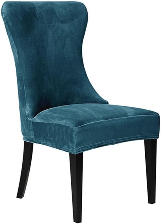 Velvet Wingback Chair Cover 1/2/4 PCS Stretch Removable Armless Chair Slipcovers Super Soft Curved Back Chair Protectors for Dining Room Banquet Home Decor(Color:Deep Blue,Size:1PCS)