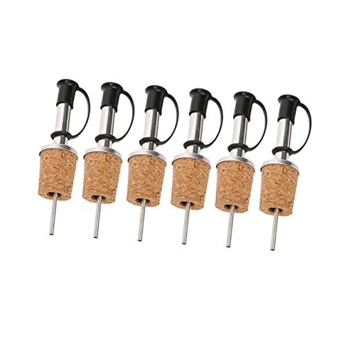HOLIDYOYO 6 Piezas Pico de Vino vertedor aireador de Vino dispensador de Licor Dispensador de Alcohol Bomba tapón Cazador de focas Tapones escanciador de Vino petacas de Alcohol Bambú Black
