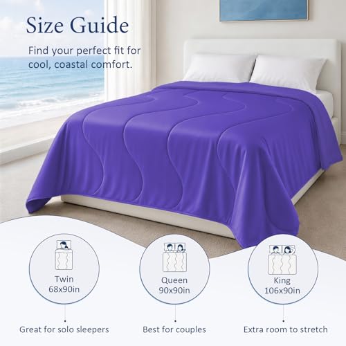 Image of Cooling Comforter for Hot Sleepers, Twin 68x90, Lavender | Cooling blanket feel, Q-Max >0.4 cool touch, double-sided cooling, Sorona fill, for night sweats, lightweight & breathable