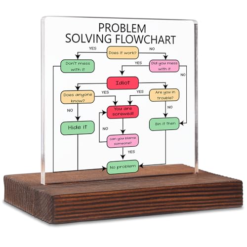 Humorous Coworkers Gift for Work Desk,Problem Solving Flowchart,Funny Work From Meeting Journal For Coworkers, Hilarious Gifts For Colleague Friends, for Home Office Signs Plaques SOK16