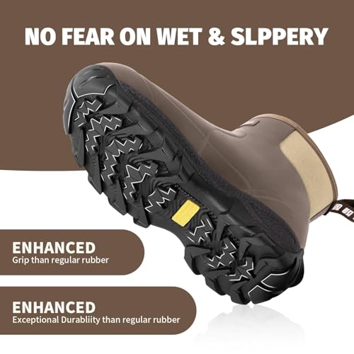 WOVENPAK Rubber Boots for Men, Waterproof Ankle Rain Boots Men, Insulated Work Shoes Outdoor Mud Boots for Gardening, Hunting, Farming, Camping and Yard, Size 10 - image 4