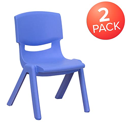 Image of Flash Furniture Whitney 2 Pack Blue Plastic Stackable School Chair with 10.5'' Seat Height