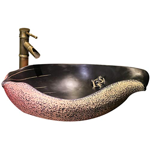 Lavandini Bagno Lavelli Sottotop Nuova Arte Classica Cinese sopra Il Lavabo Vaso per Figurine di Rana Creativa Dell'hotel Lavandino WC Petalo di Loto (Color : Pink, Size : 60 * 17cm)