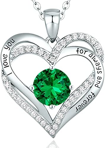 CDE Necklaces for Women 925 Sterling Silver Love Heart Pendant Birthstone Rose/White Gold Necklace Jewellery Gifts for Mum Her Wife Girlfriend Anniversary Birthday Mothers Day Christmas Valentines