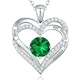 CDE Kette Damen 925 Sterling Silber Messing Herz Anhänger Halskette für Frauen Schmuck Geburtstags Geschenk für Sie Freundin Weihnachten Valentinstag Muttertags (925 Sterlingsilber, 05-Mai)