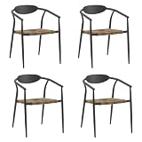 LOLAhome Pack de 4 sillas Contract de jardín Vania de Aluminio Negro, Resistentes UV y Humedad