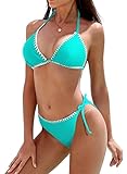 beautyin Halter Bikini Swimsuit Womens Side Tie Two Piece Bathing Suit Turquoise
