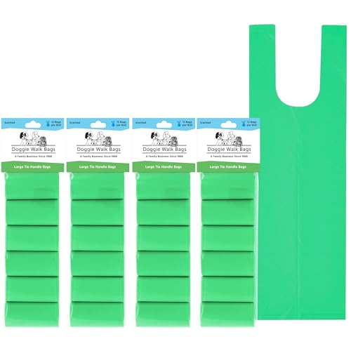 Image of Large Dog Waste Bags on a Roll with Easy Tie Handles, Extra Thick and Strong Dog Poop Bags, 288 Count, Scented, 5.5 x 5.5 x 17 Inches, Green