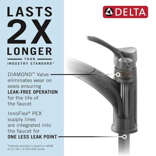 Delta Faucet Daneri Pull-Out Kitchen Faucet, Chrome Kitchen Faucets with Pull-Out Sprayer, Kitchen Sink Faucet, Faucet for Kitchen Sink with Magnetic Docking, Chrome 16879-DST by DELTA - Image 2
