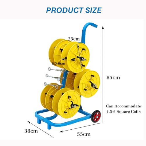 Support de bobine de fil électrique robuste – Distributeur de câbles en acier laminé portable à 6 axes et solution de stockage pour une utilisation industrielle et commerciale