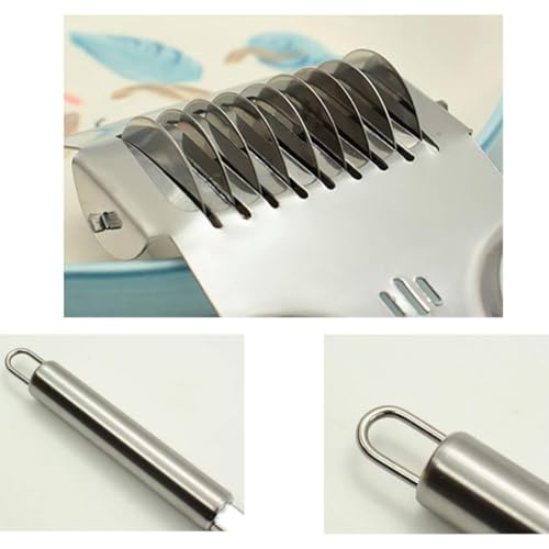 Image of TAZLYN Kitchen Tools Steel Noodles Cutter Stainless Steel Noodle Lattice Roller | Handheld Dough Cutter Kitchen Tools Baking Pastry Tool for Noodle parota Cutter Roller (Pack of 1)