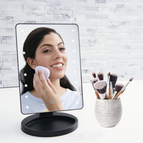 Conair Lighted Makeup Mirror, LED Vanity Mirror with Storage Base, Battery Operated in Black - image 7