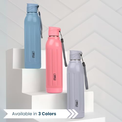 Image of FLAIR Arrow 900 Stainless Steel Water Bottle Set of 2 (650 ml Each), Blue, Hot & Cold, Leakproof, BPA-Free, ISI Certified, Stainless Steel Bottle for Office, Gym, Travel, Trekking & Outdoor Sports