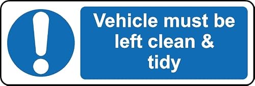 Vehicle Must be Left Clean & Tidy Safety Sign (L) - Self Adhesive Sticker (300m x 100mm)