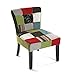 Versa Green Patchwork Comoda sedia imbottita e rivestita, Colorato, Misure (A x L x l) 93,5 x 48 x 56,5 cm, Cotone e legno, Colore Verde