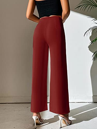 Image of Shasmi Women's Dress Pants Stretchy Work Slacks Business Casual Office Bootcut Leg Elastic Waist Regular Fit Plazzo Trouser Pant (Pant 65)