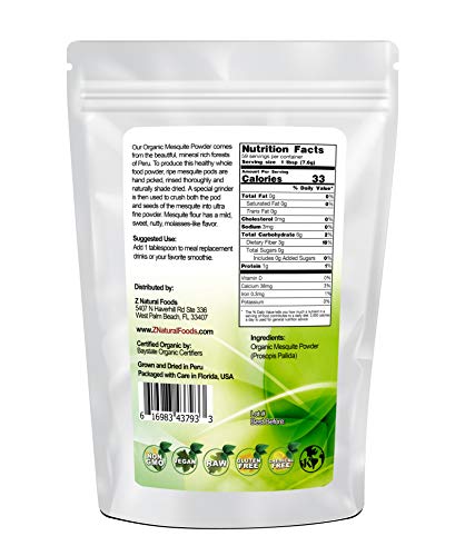 Organic Mesquite Powder (Flour) - 1 Lb - Healthy Flour Alternative For Baking, Smoothies, & Recipes - Source Of Fiber & Minerals - Raw, Non Gmo, Gluten Free, Vegan, & Kosher #TOP1