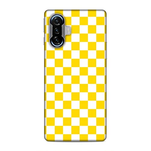 Image of Printed Mobile Back Hard Case Cover for Xiaomi Poco F3 GT | Check Print, Small Boxes, Yellow & White-2204