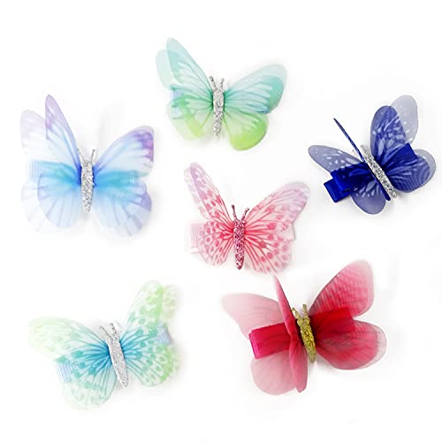 Honbay 6Pcs Colorful Chiffon Butterfly Hair Clips Insect Hair Clips Organza Wings Hair Clips Fairy Hairpins Photography Hairpins Cute Hair Accessories For Women And Girls #TOP24