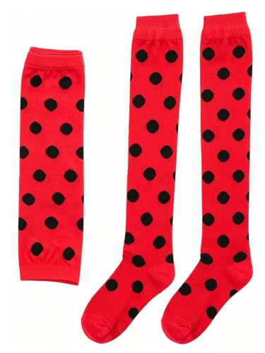 Image of SherryDC Womens Girls Cosplay Rainbow Striped Knee High Socks Leg Arm Warmer Fingerless Gloves Set