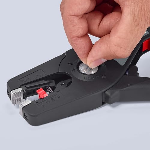KNIPEX PreciStrip16 Automatische Abisolierzange, in Blister, 0,08-16 mm², Feinjustierung, einstellbarer Längenanschlag, 12 52 195 SB