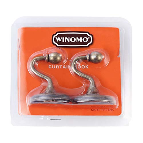 WINOMO 2pcs Vintage Alloy Pommel Curtain Holdbacks Tieback Hooks Door Wall Hat Coat Hangers (Bronze)