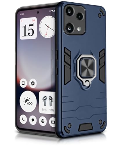 Image of WOW IMAGINE Shock Proof Back Case Mobile Cover for Nothing Phone 3A Lite | Back Cover Case (Tough Armor | Hybrid PC + TPU | Ring Holder & in-Built Kickstand | Blue)