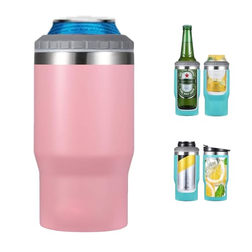 Gteller Isolador de lata/garrafa de aco inoxidavel 4 em 1, tampas bidirecionais de 400 ml, refrigerador de latas com isolamento 