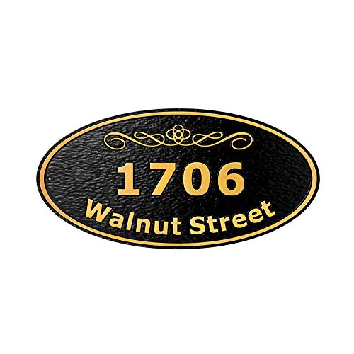 Custom Metal Address Plaque Personalized Address And Street Name House Number Sign Wall Mounted Sign Plaque Out Door 12" X 6" (Ellipse) #TOP14
