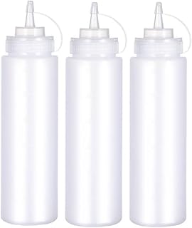 F-HOME Apriete La Botella De Salsa, Botellas De Condimentos Lata De Aceite El Plastico Escala Fina Boca Puntiaguda Salsa De Tomate Miel Aderezo Cremoso para Ensaladas (Color : Blanco, tamaño : 600ml)
