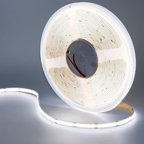 Image of 384Led /m 16.4ft COB Flexible LED Strip Light DC12V /24V Bendable Tape (12V, Cold White)