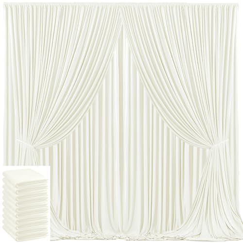 Image of 50x10ft Ivory Backdrop Curtain for Wedding Parties Wrinkle Free Fabric Ivory Drapes Backdrop Decoration for Baby Shower Birthday Photography Decoration 10 Panels, 5ft x 10ft