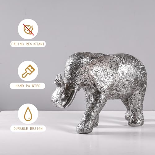 Estatua Elefante Plateada Decoración Moderna 20 cm miniatura 6
