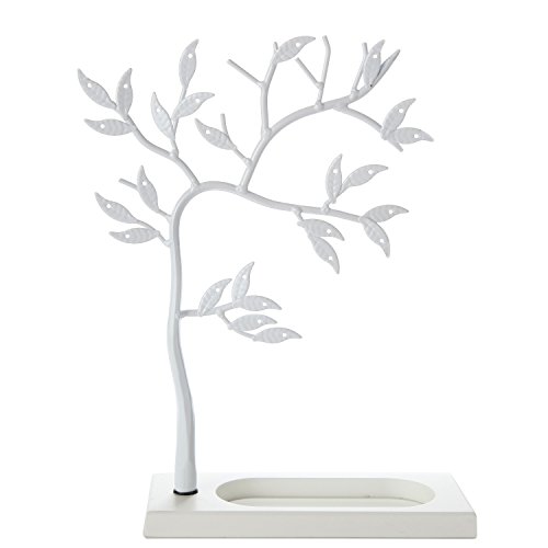 LilGift Jewelry Organizer, Jewelry Tree, Jewelry Organizer for Hanging Necklaces, Bracelets & Earrings - Metal Jewelry Holder, Necklace Holder, Jewelry Storage for Women (White Tree)
