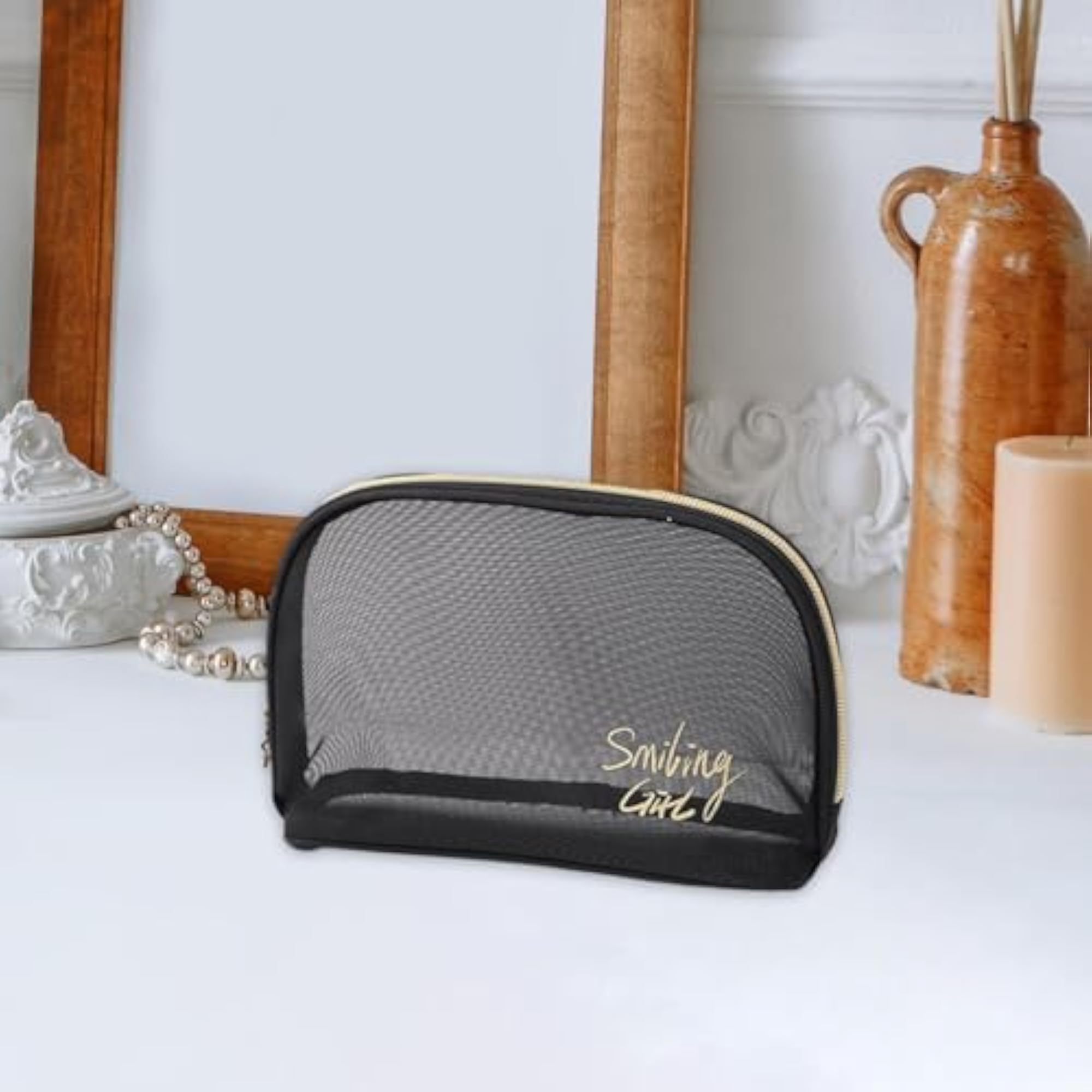 Mesh Makeup Bag Portable Toiletries Makeup Pouch for Travel