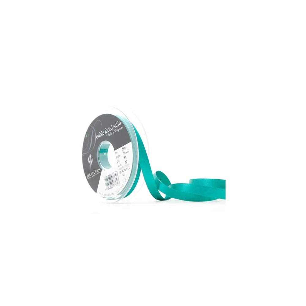 Berisfords Double FACE Poly Satin Ribbon, Jade, 10 mm