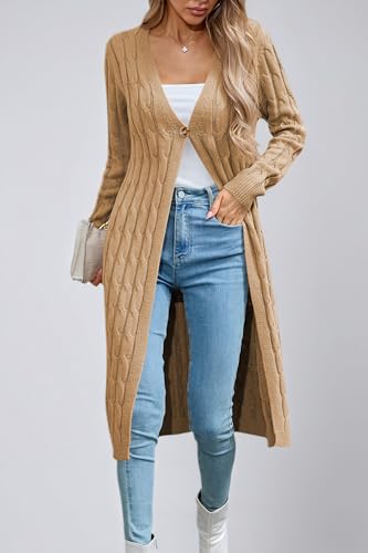 Image of Cakulo Womens Long Cardigans Cable Knit Chunky Cardigan Sweaters Open Front Fall Winter Fashion Outfits Coats 2025