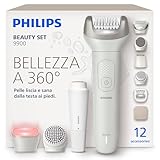 Philips Beauty Set - Kit tutto in uno corpo, viso, bikini, piedi, senza fili, su pelle asciutta o bagnata, depilazione, cura del corpo e della pelle, epilatore con 12 accessori, modello BRE749/00