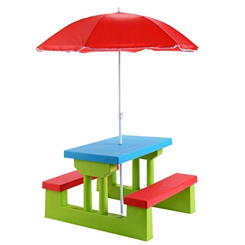 COSTWAY Tavolo da Picnic per Bambini con Parasole