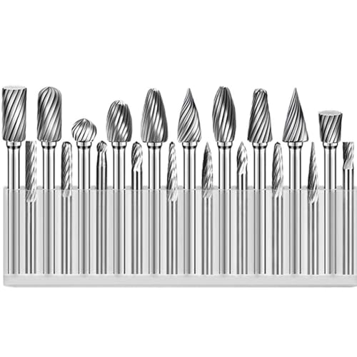 Carbide Burr Set Die Grinder Rotary Tool Rasp for Wood Carving Bits Metal Grinding Engraving Cutting Trimming Porting(20pcs Single Cut)