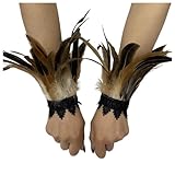 Generisch 2026 Winter Damen-Federhandschuhe, ein Paar, für, Karneval, Karneval (Khaki, One Size)