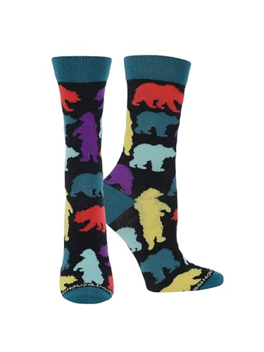 Image of WHD Black Bear Crew Socks for Women & Men | Fun Animal Socks, Nature Lover Gift