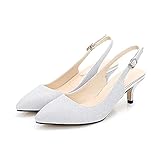 Absatzhöhe: 5cm CYwinterB elegant Büro Niedrighackig High Heels 5cm Formelle Anlässe Pumps Sexy Plateau Plattform Pumpe Glänzend Paillettentuch Große Frauen Schuhe 35-45 Golden Silber Sandalen- Silver 35