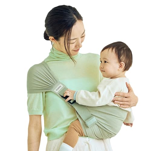Konny Baby Carrier Hip Seat Dual Support Toddler Hip Carrier Adjustable Wraps Sling Wearable One Size Fits All Baby Essentials for 6 to 48 Months up to 44 lbs -Green Tea