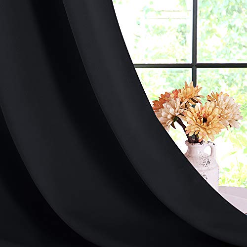 Nicetown Living Room Blackout Curtain Panels, Autumn/Winter Thermal Insulated Solid Grommet Blackout Draperies/Drapes (Set Of 2, 42 Inch By 72 Inch, Black) #TOP4